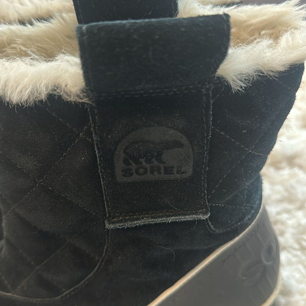 SOREL BLACK SUEDE FLEECE LINED WOMEN'S WINTER BOOTS 9.5 - Picture 11 of 13